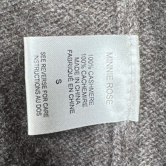 Minnie Rose Cashmere Ruffle Open Front Knit Cardigan Brown Women’s Small - Picture 9 of 10